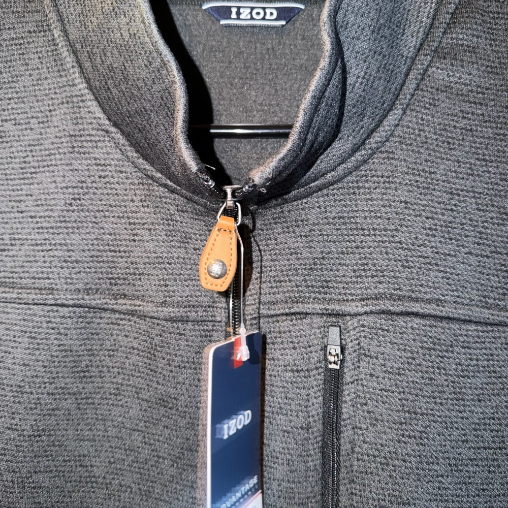 Izod Heathered Charcoal Gray Full-Zip Vest